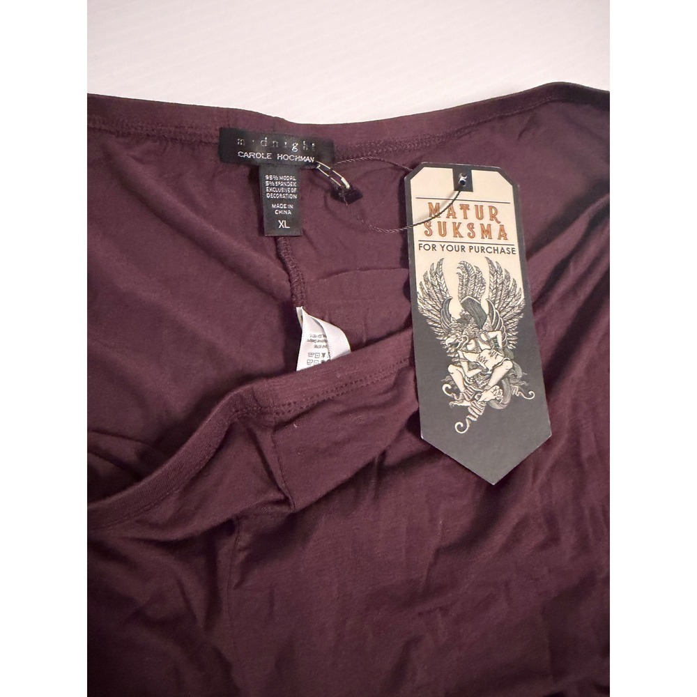 Midnight by Carole Hochman Burgundy Lace Trim Modal Pajama Pants XL NWT